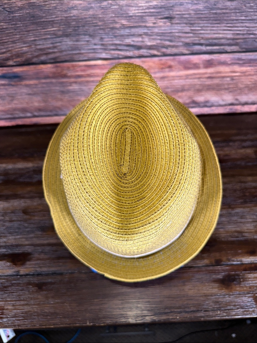 Broner Green Straw Fedora Hat with Beige Stripped Ribbon! - Picture 4 of 7